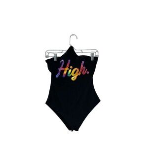 Spencer's High Rainbow One Piece Top Halter Bodysuit Tie Size Small